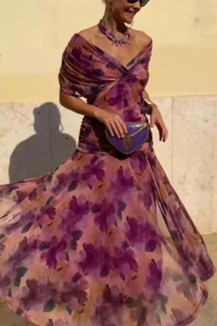 Louise | Elegantiška Maxi vakarėlio suknelė su V kaklo