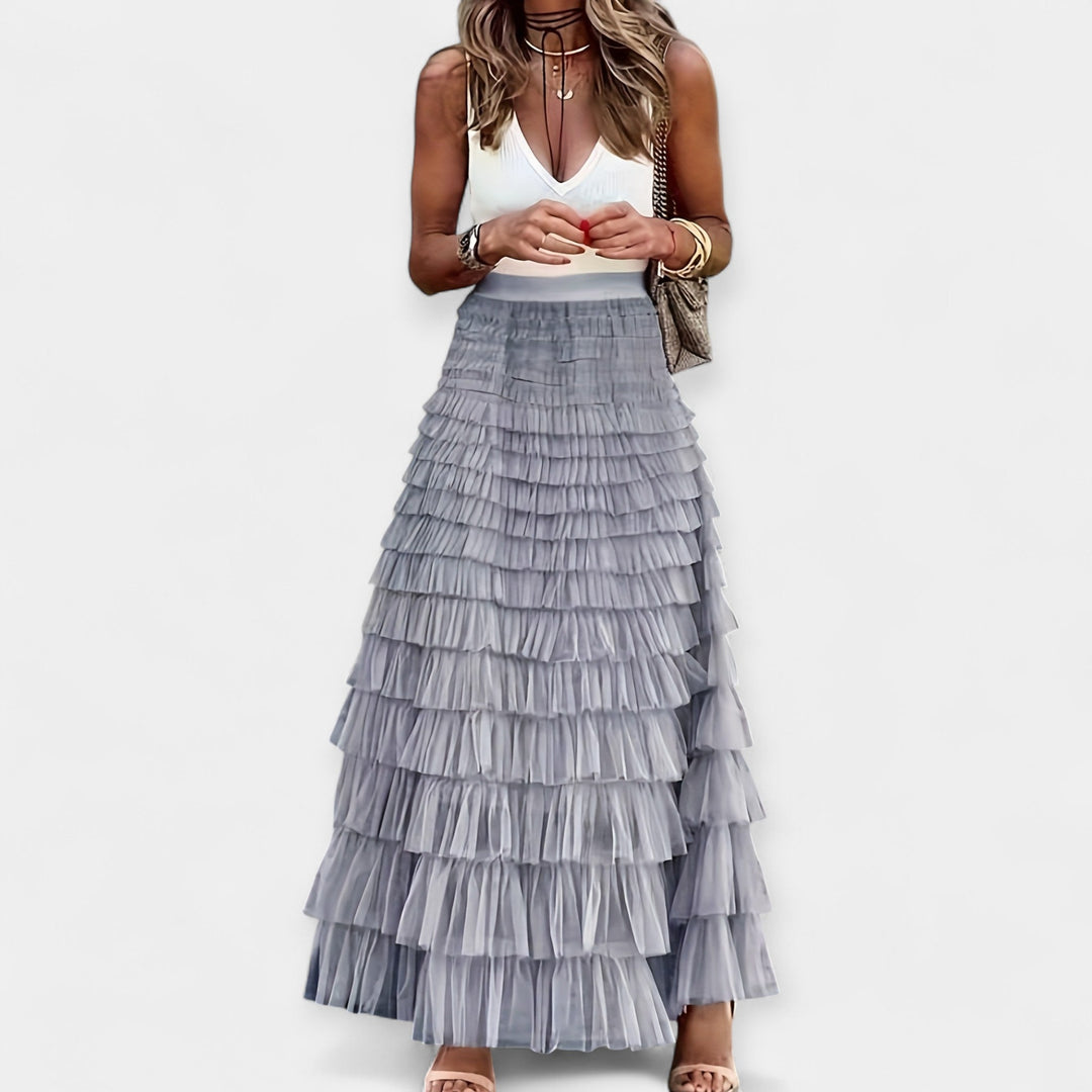 Nosis | Boho sijonas su tinklelio apdaila