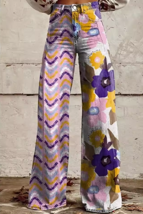 Isadora - Boho gėlėtos kelnės
