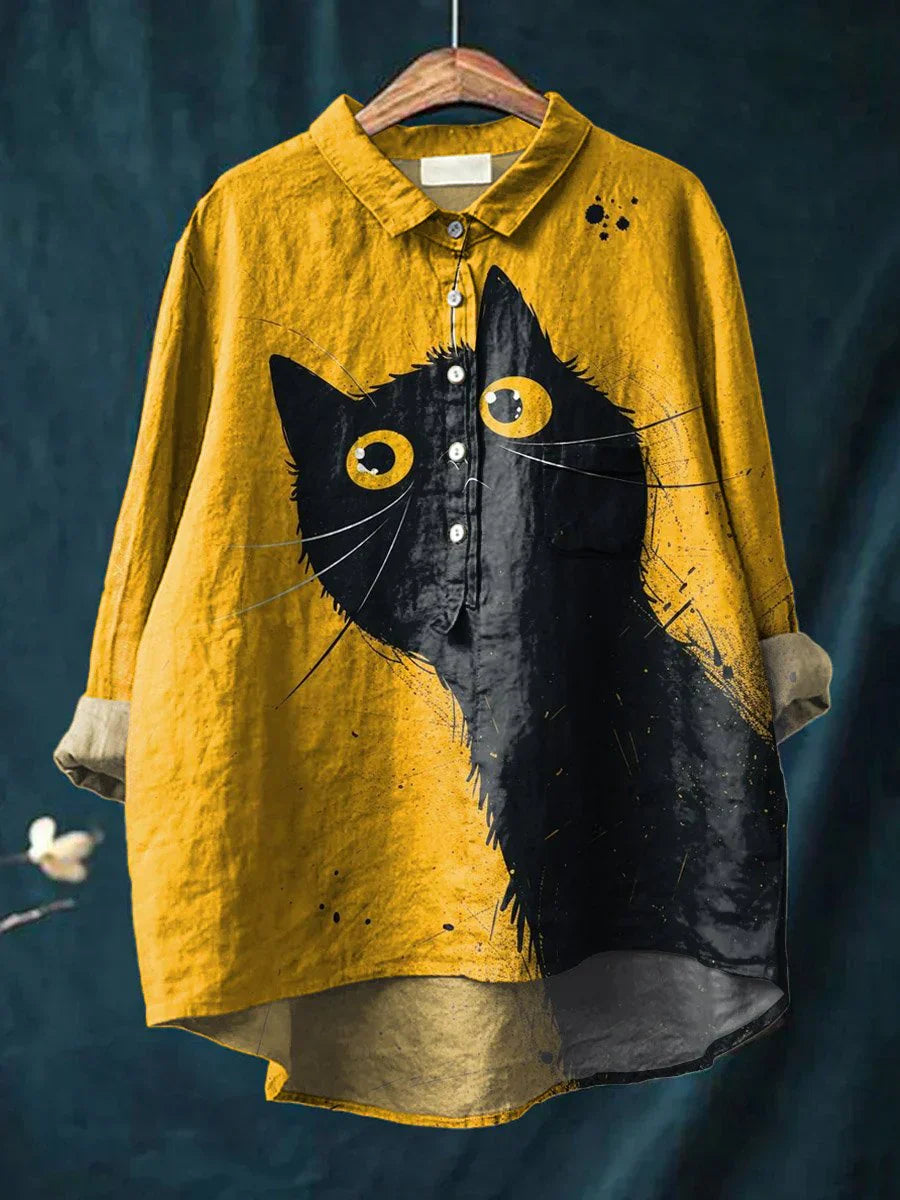 Aš gyvenau | Moteriški unikalūs „Cat Art“ laisvalaikio marškinėliai