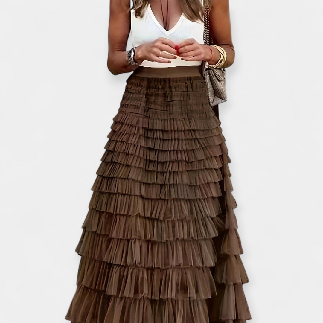 Nosis | Boho sijonas su tinklelio apdaila
