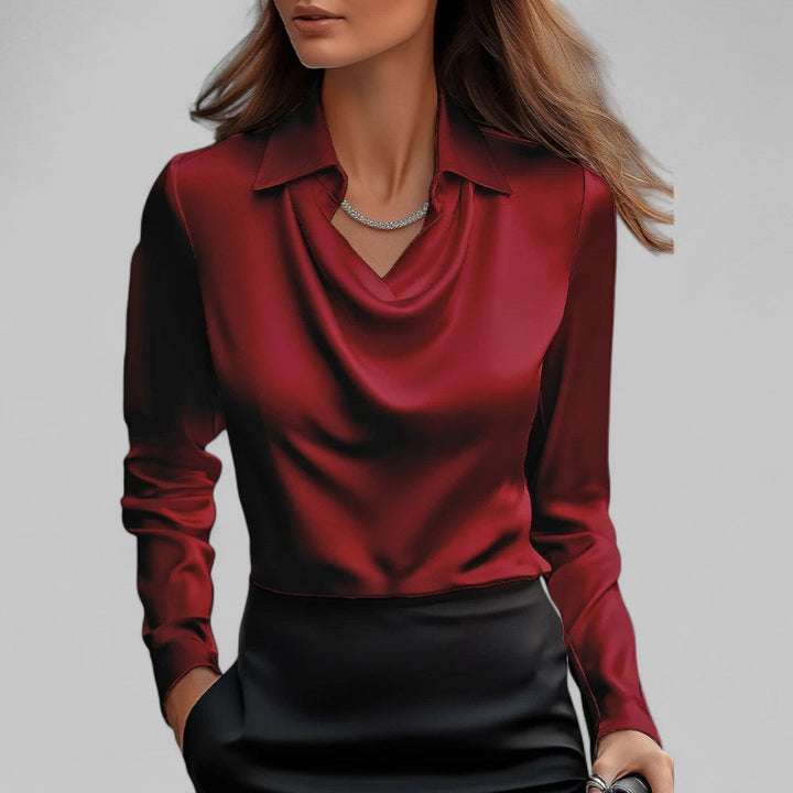 Teresė | Elegantiška satino palaidinė moterims su vandens iškirpte