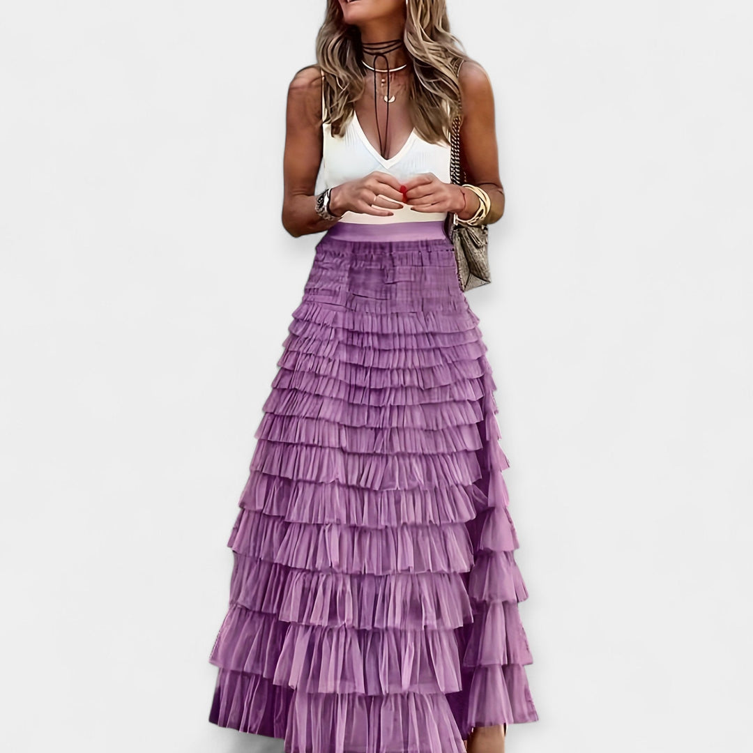 Nosis | Boho sijonas su tinklelio apdaila