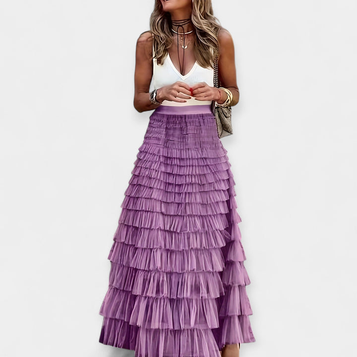 Nosis | Boho sijonas su tinklelio apdaila
