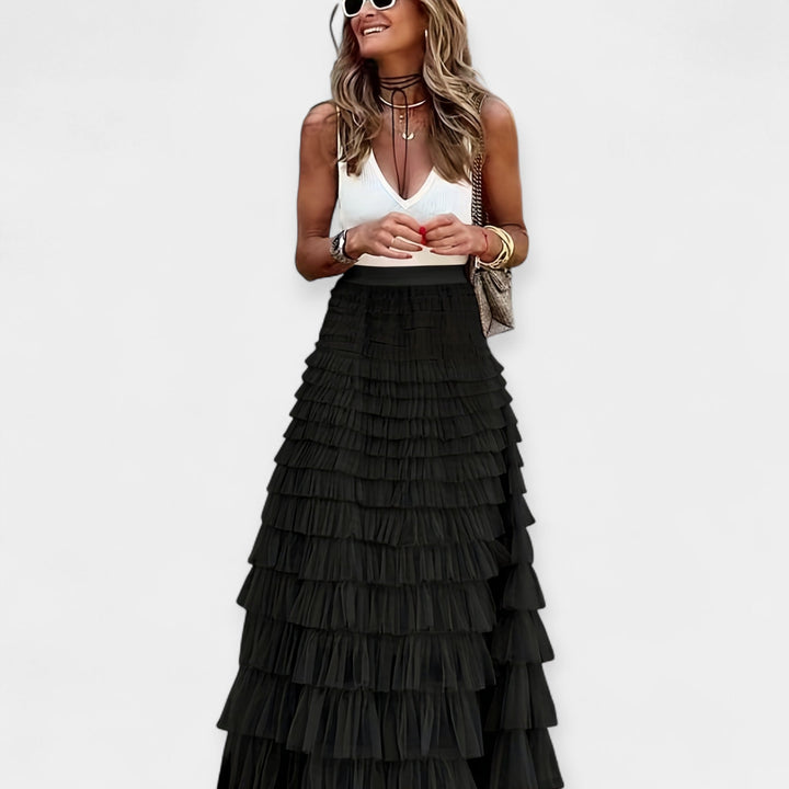 Nosis | Boho sijonas su tinklelio apdaila