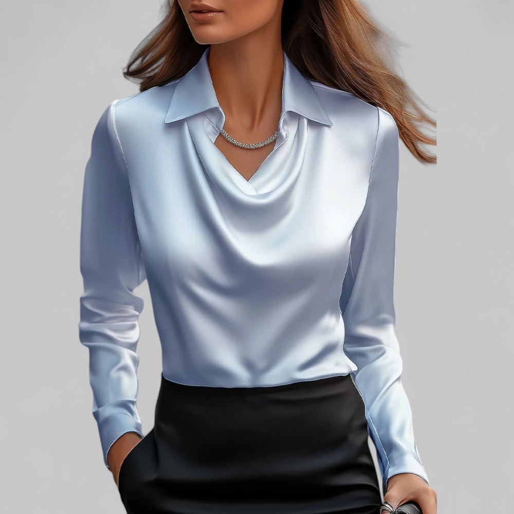 Teresė | Elegantiška satino palaidinė moterims su vandens iškirpte
