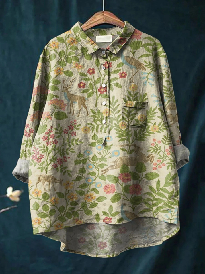 Calista | Senoviniai moteriški marškinėliai su gėlėmis, gyvūnų meno spauda