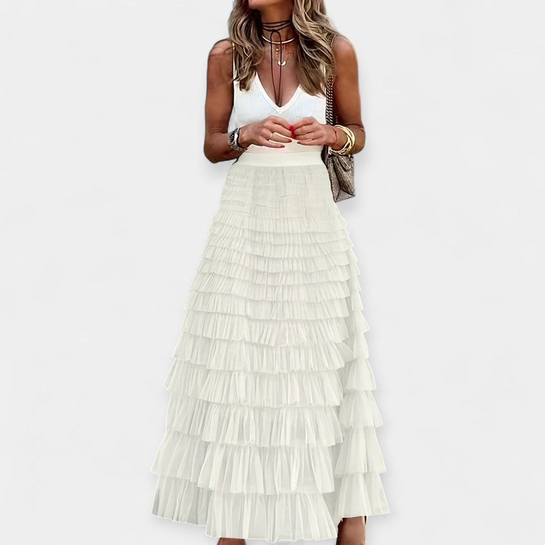Nosis | Boho sijonas su tinklelio apdaila