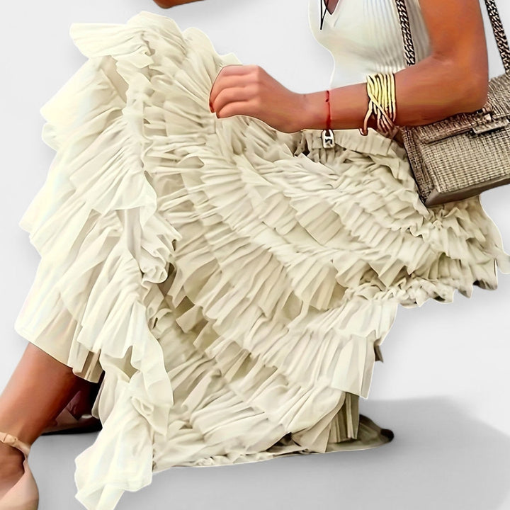 Nosis | Boho sijonas su tinklelio apdaila