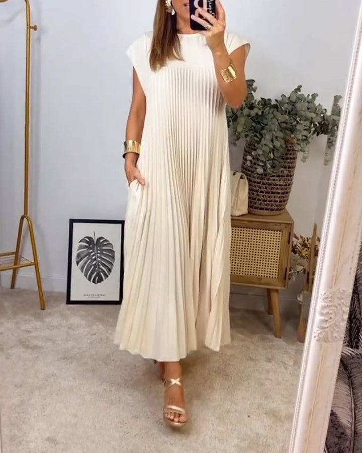 Sofija | Elegantiško kirpimo klostuota maxi suknelė