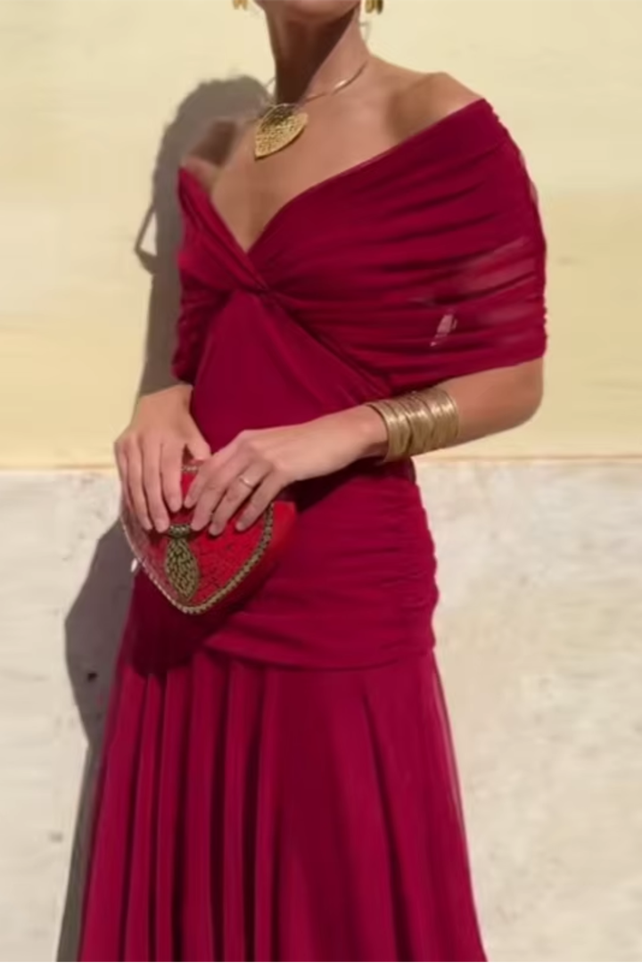 Louise | Elegantiška Maxi vakarėlio suknelė su V kaklo
