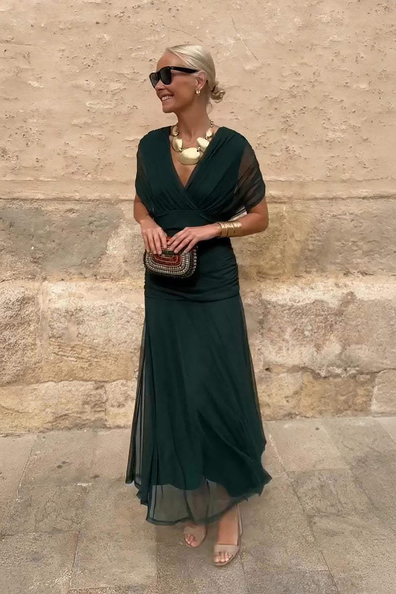Louise | Elegantiška Maxi vakarėlio suknelė su V kaklo