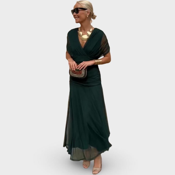 Louise | Elegantiška Maxi vakarėlio suknelė su V kaklo