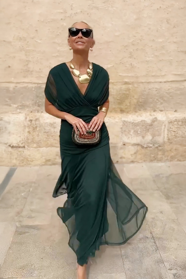 Louise | Elegantiška Maxi vakarėlio suknelė su V kaklo