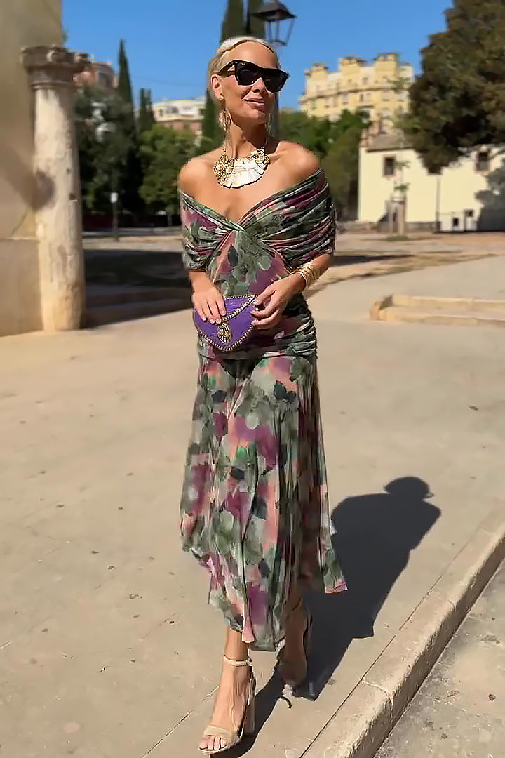 Louise | Elegantiška Maxi vakarėlio suknelė su V kaklo