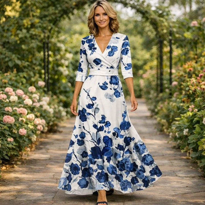 Fleur | Elegantiška gėlių suknelė V formos iškirpte