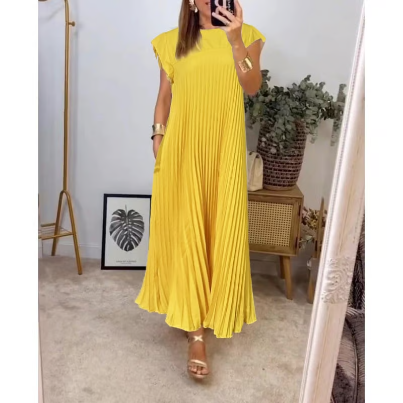 Sofija | Elegantiško kirpimo klostuota maxi suknelė