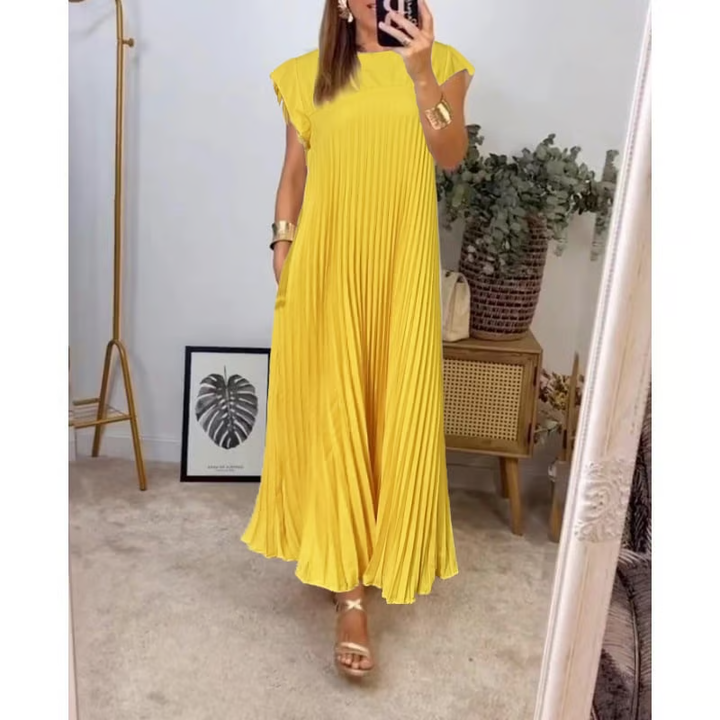 Sofija | Elegantiško kirpimo klostuota maxi suknelė