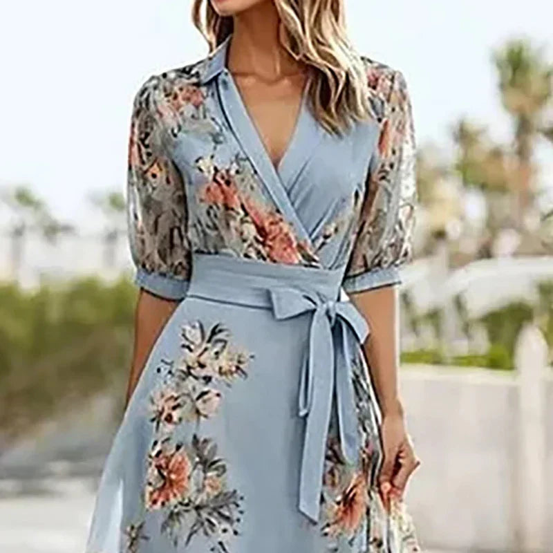 Vanessa | Boho Maxi suknelė su V formos kaklu ir mazgu