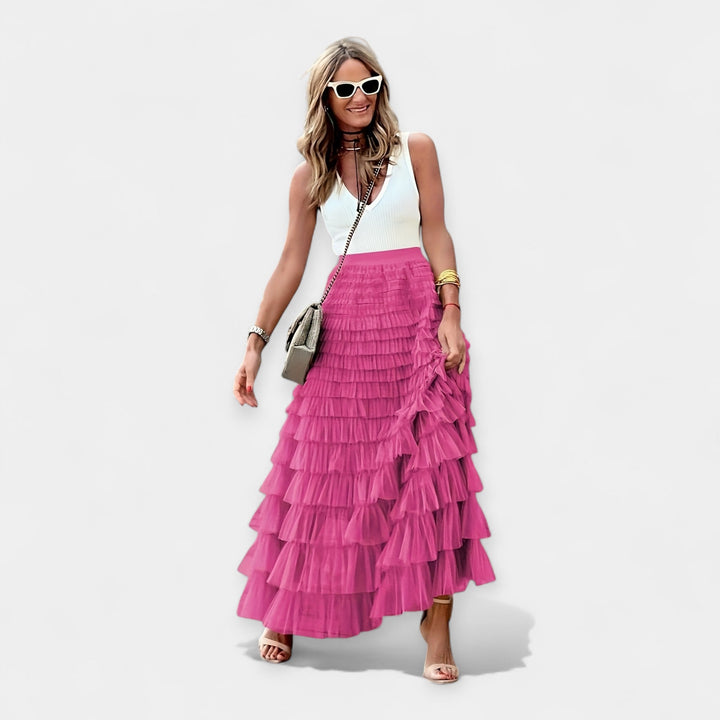 Nosis | Boho sijonas su tinklelio apdaila