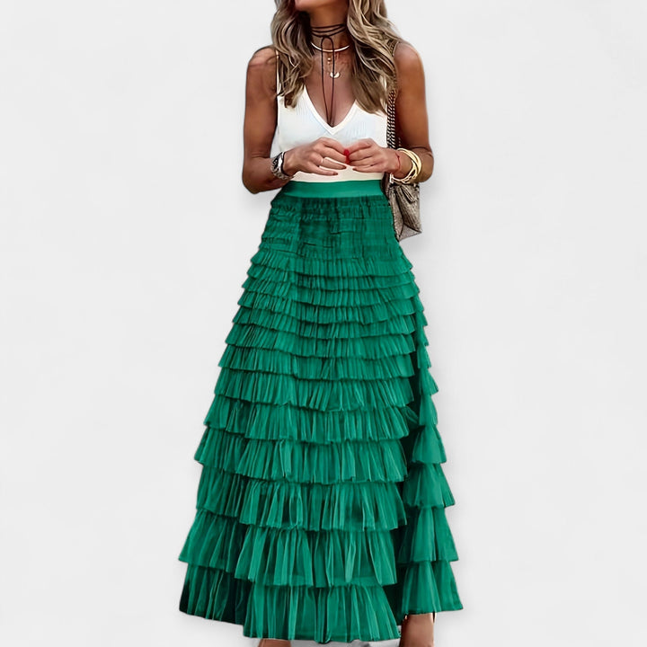 Nosis | Boho sijonas su tinklelio apdaila