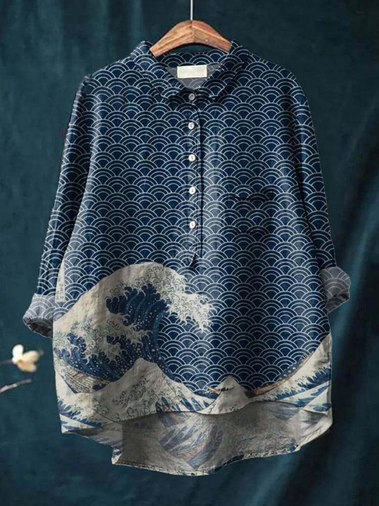 Delphine | Moteriški laisvalaikio marškinėliai su Deep Sea Wave Print
