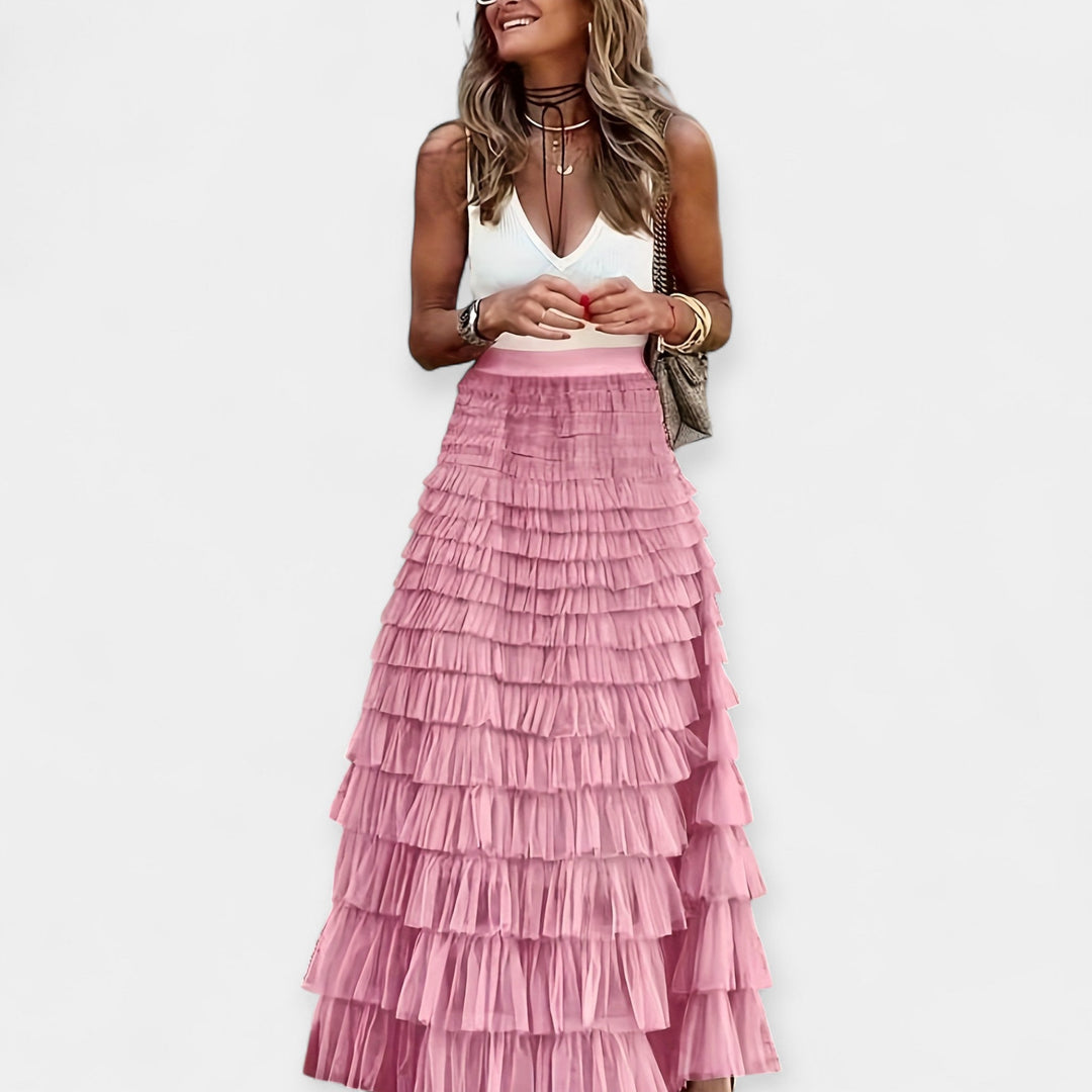 Nosis | Boho sijonas su tinklelio apdaila