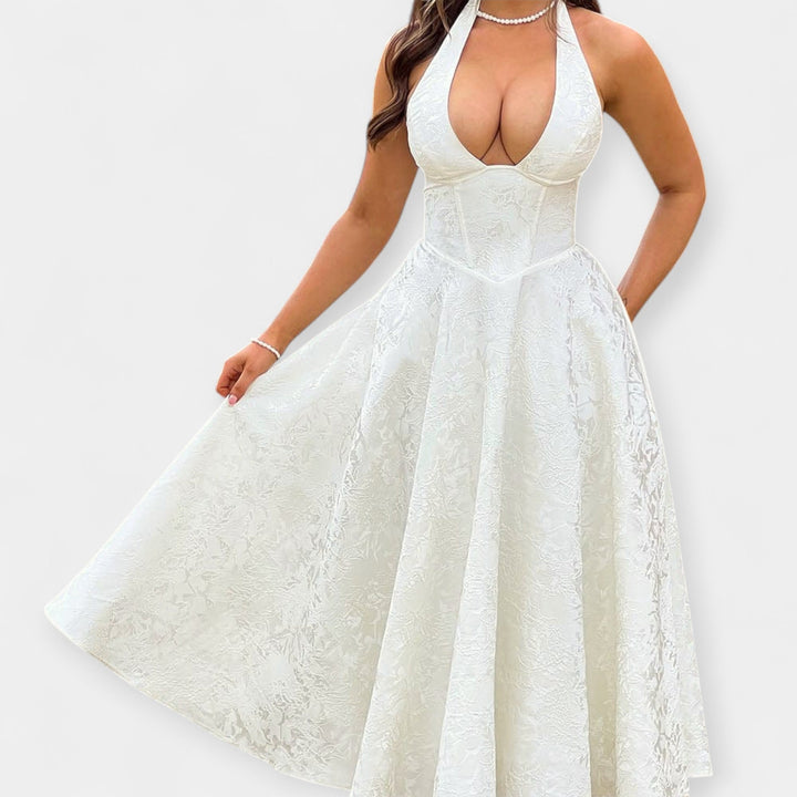 Joana | Midi suknelė atvira nugara ir korsetu