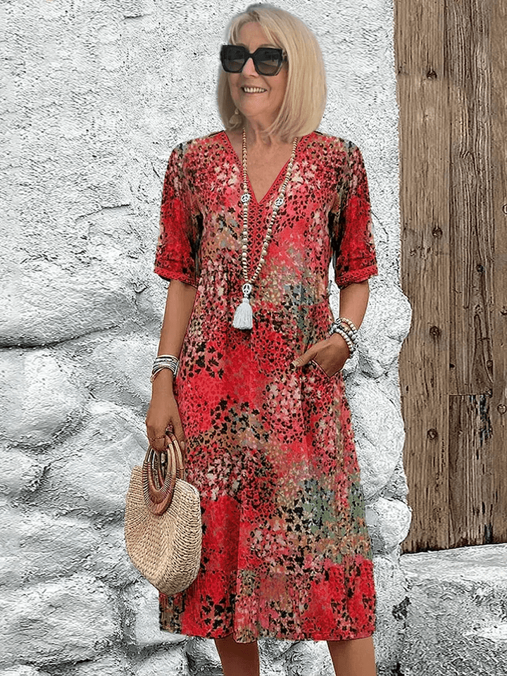 Elaisa | Elegantiška gėlėta Midi suknelė