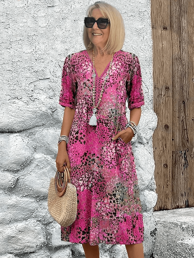 Elaisa | Elegantiška gėlėta Midi suknelė