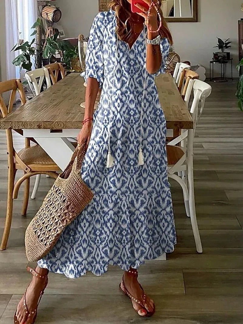 Lana | Prie figūros priglundanti Boho Maxi suknelė