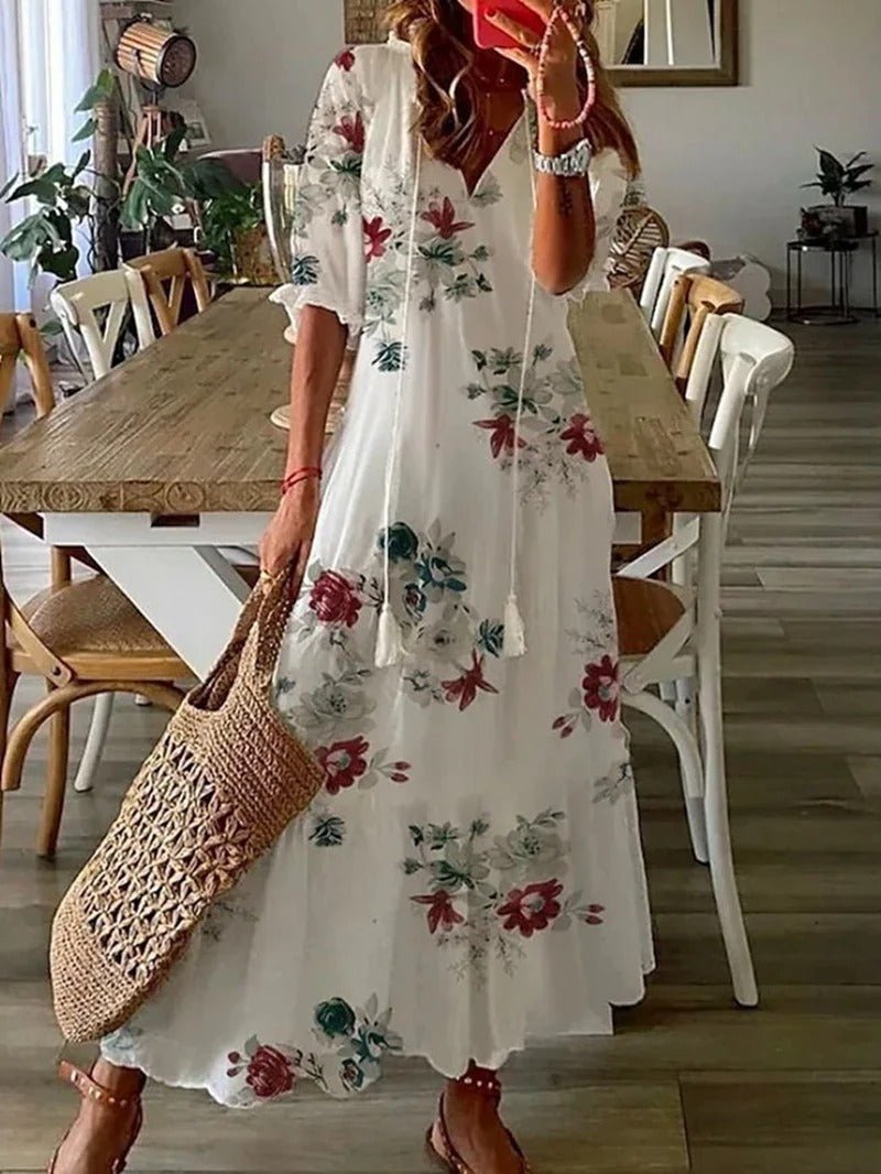 Lana | Prie figūros priglundanti Boho Maxi suknelė