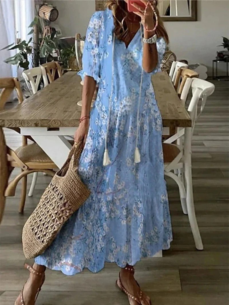 Lana | Prie figūros priglundanti Boho Maxi suknelė