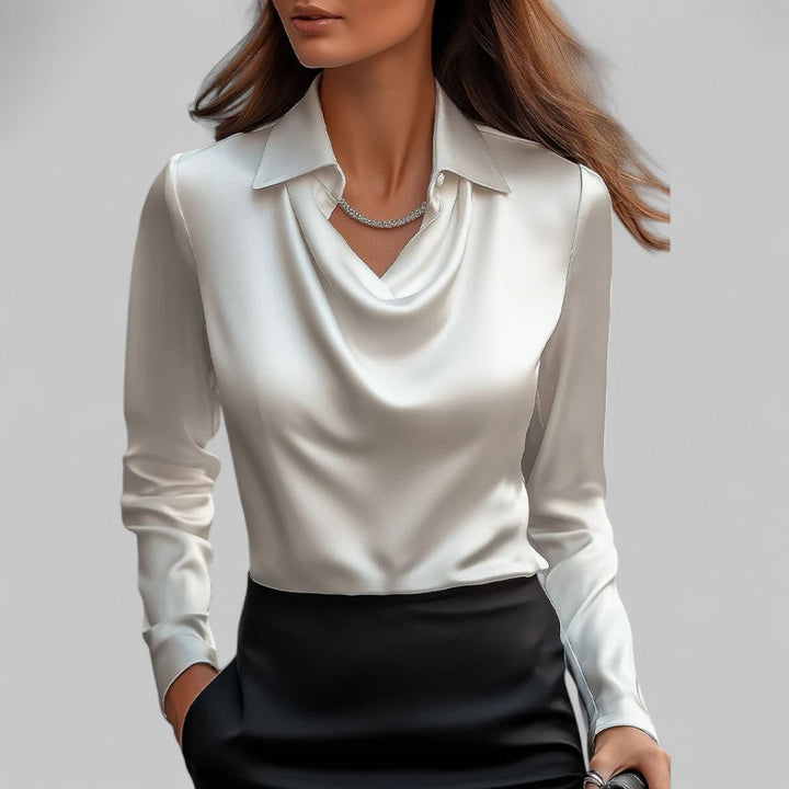 Teresė | Elegantiška satino palaidinė moterims su vandens iškirpte