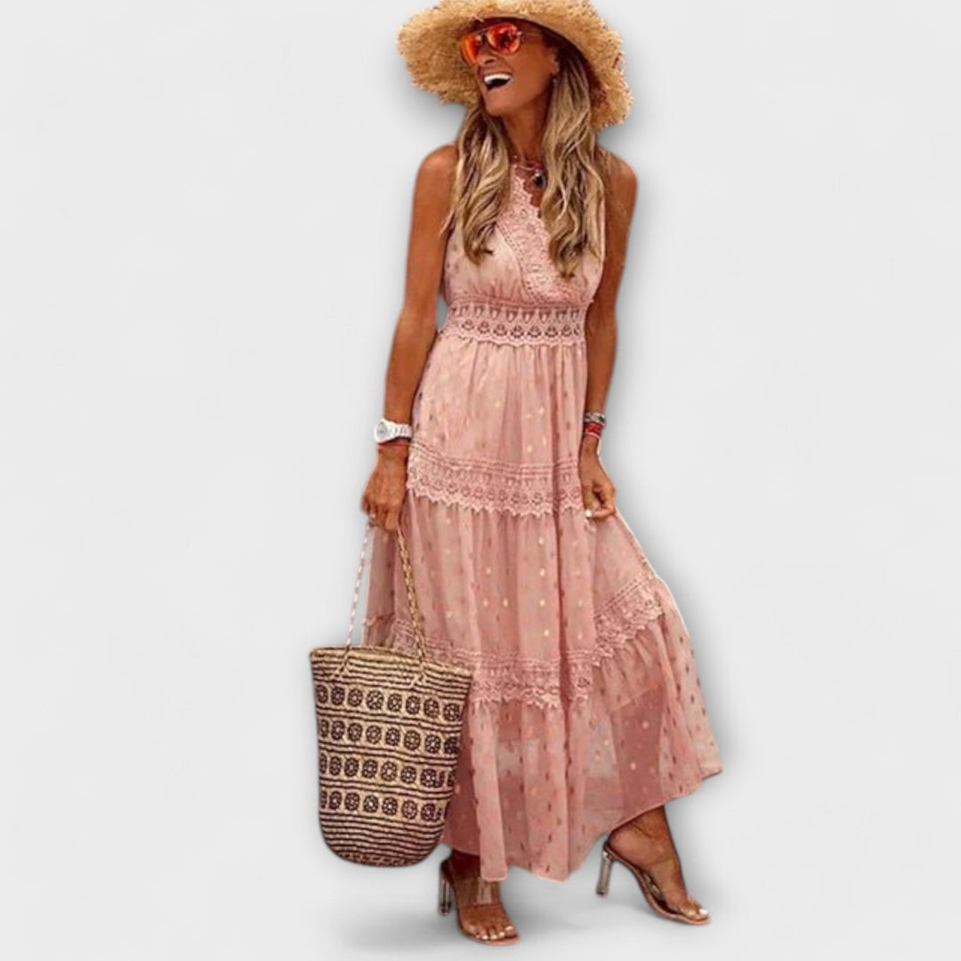 Lola | Boho nėrinių maxi suknelė