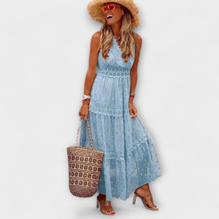 Lola | Boho nėrinių maxi suknelė