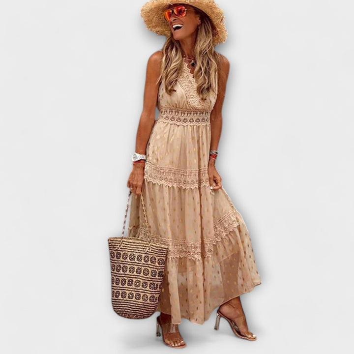 Lola | Boho nėrinių maxi suknelė