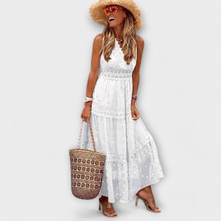 Lola | Boho nėrinių maxi suknelė