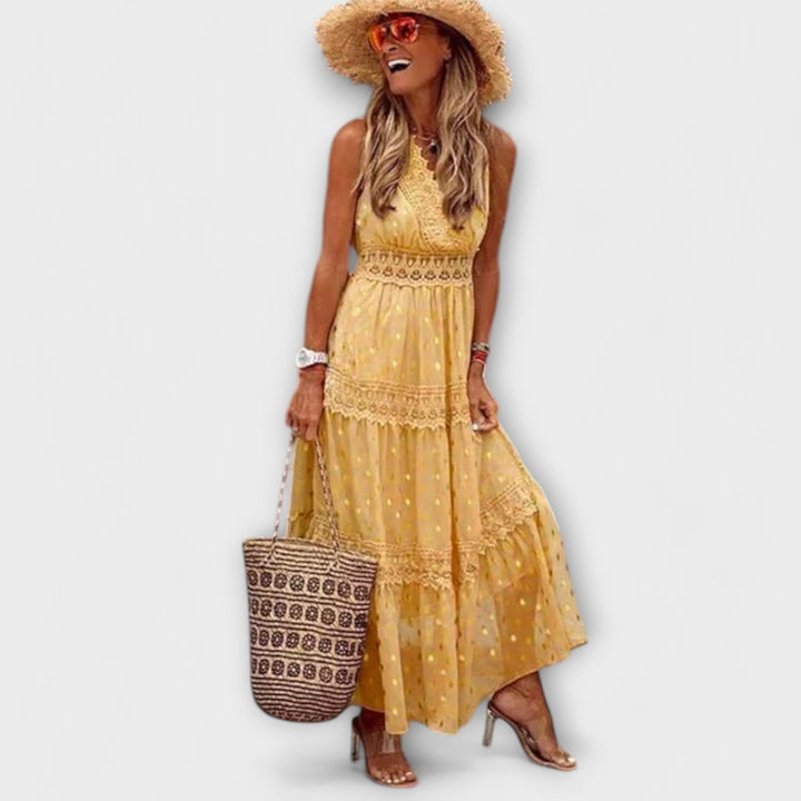 Lola | Boho nėrinių maxi suknelė