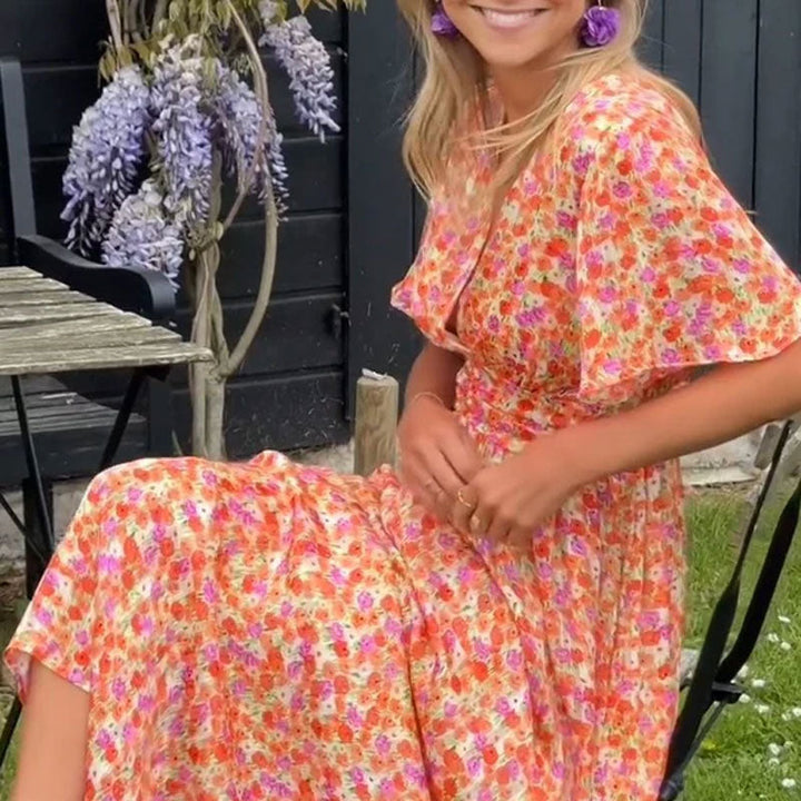 Amelija | Elegantiška gėlėta Maxi suknelė